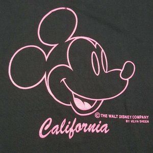 Vtg 80s Mickey Mouse T-Shirt Black Pink Disney
